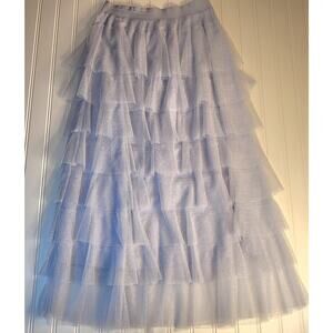 Anthropologie gorgeous dotted tulle tiered maxi skirt lovely blue size xsmall!!!